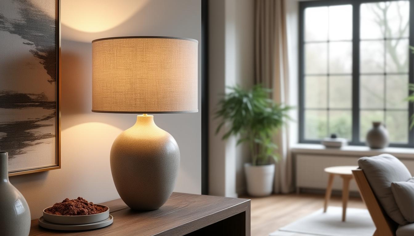 apportez une touche d’élégance lumineuse à votre intérieur avec notre lampe à poser en céramique, alliant design raffiné et lumière chaleureuse.
