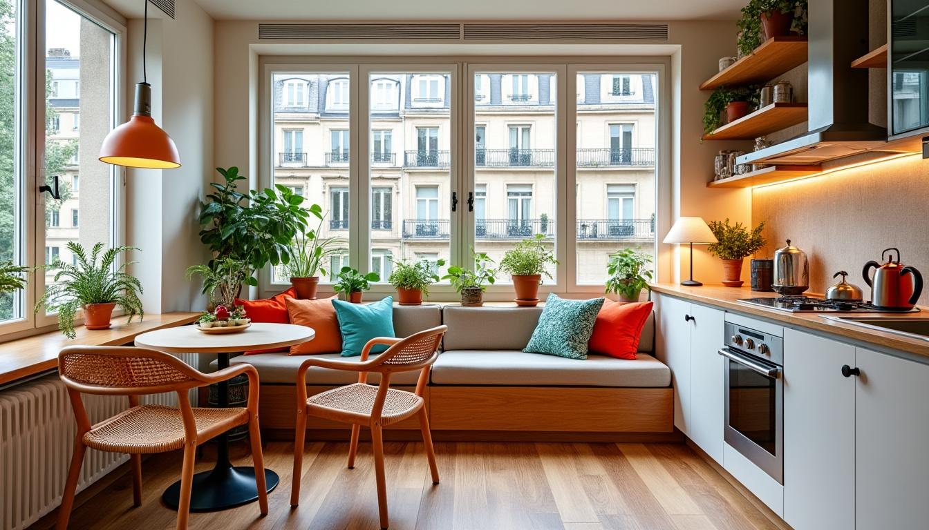 découvrez un petit espace au cœur de paris, aménagé avec astuce et gaieté, offrant un cadre de vie charmant et optimisé.