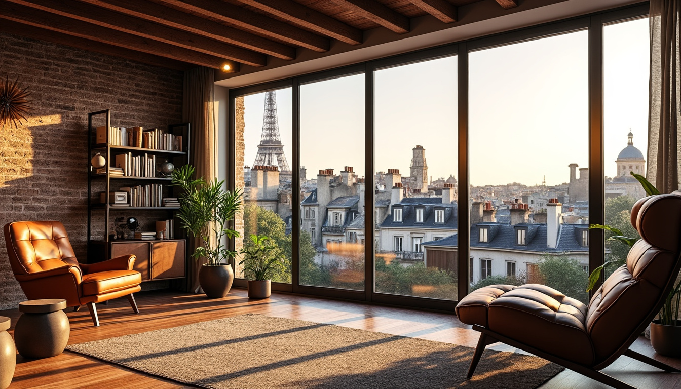 découvrez un loft lumineux aux touches vintage, niché sur les toits de paris, alliant charme d'antan et modernité avec une vue imprenable sur la ville.