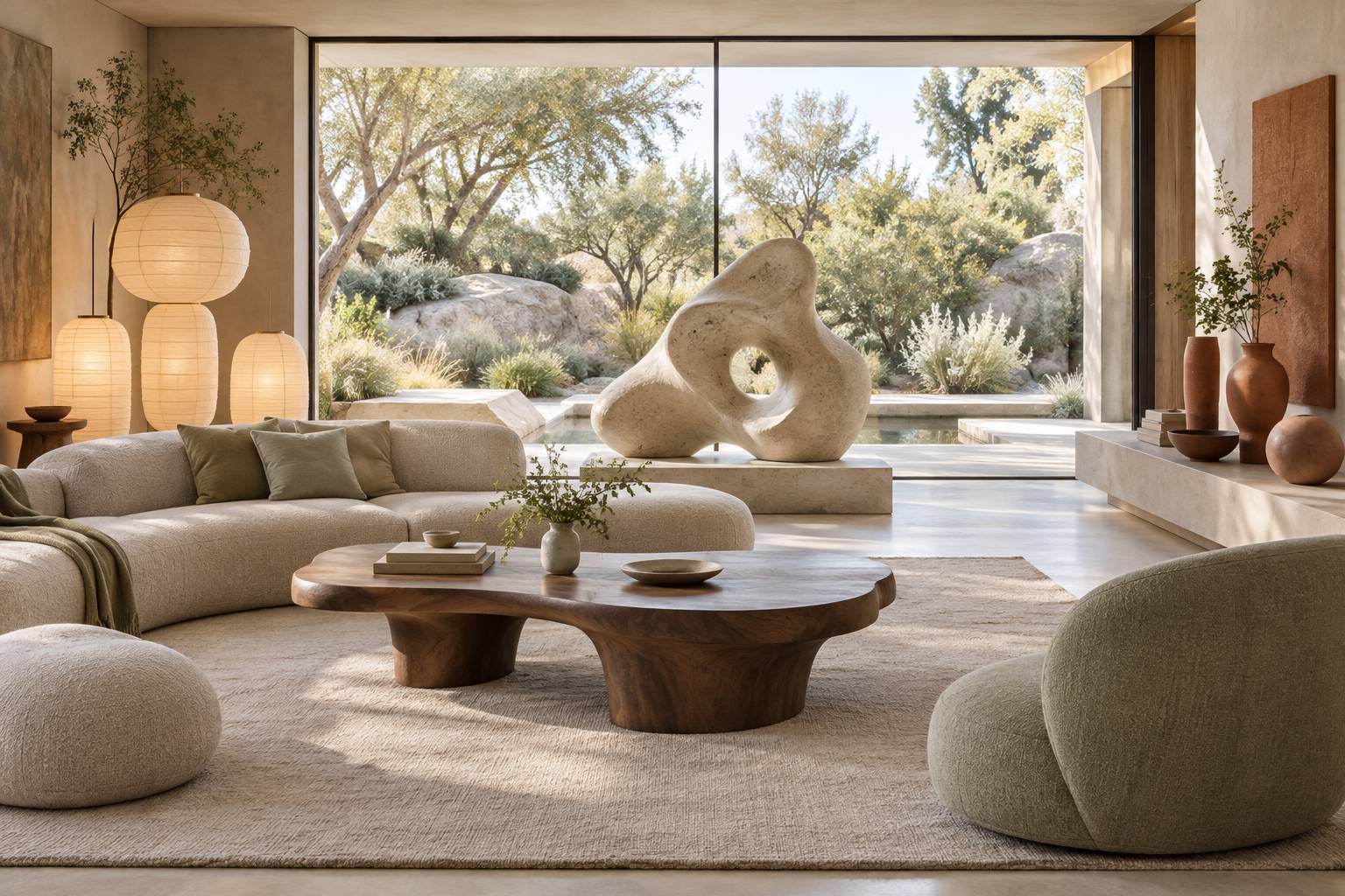 Illustration éditoriale du sujet : Isamu Noguchi : quand design et sculpture se fondent en une poésie exposée au LaM