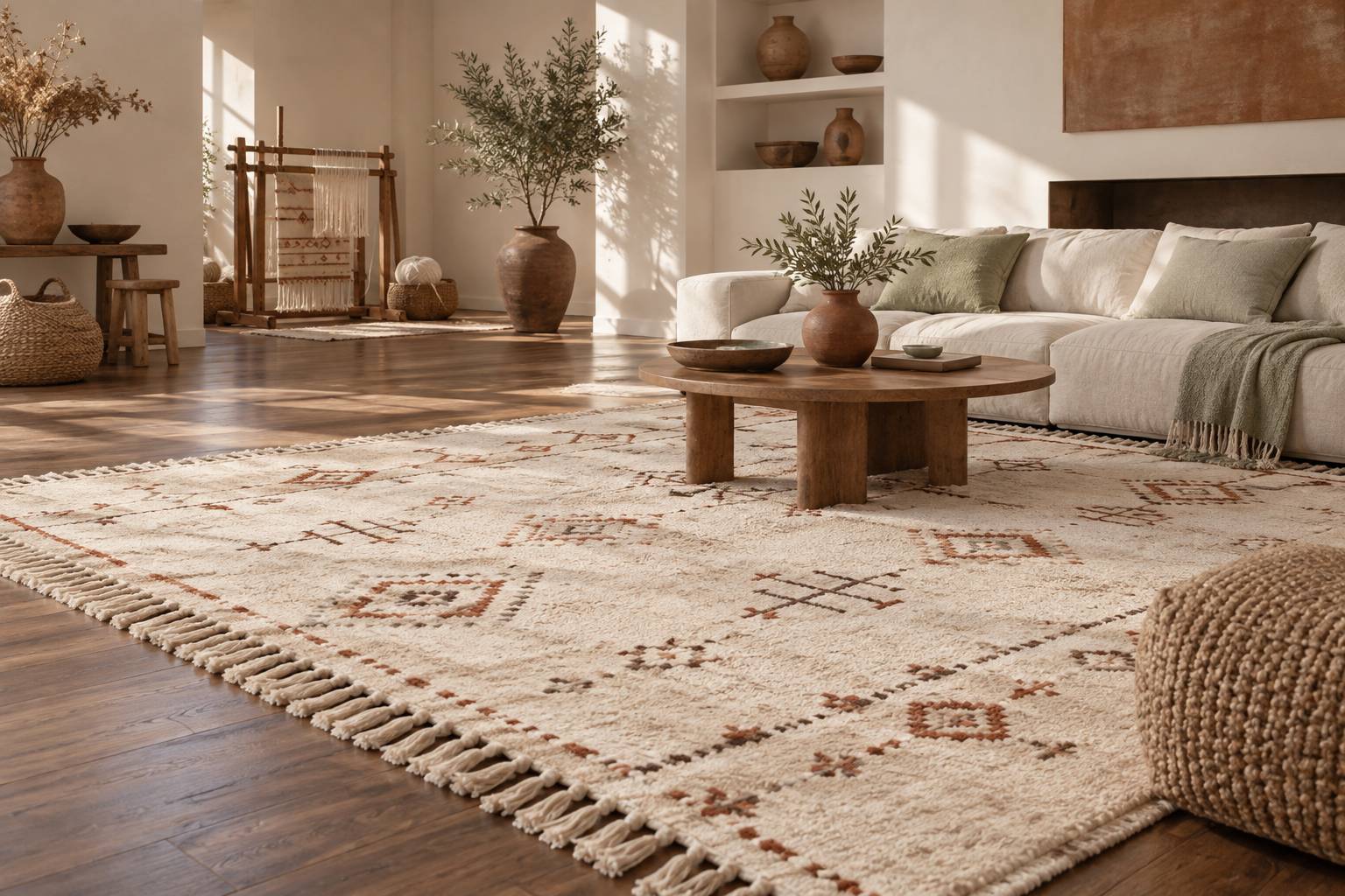 Illustration éditoriale du sujet : L'art intemporel du tapis berbère : un voyage au cœur des traditions du Maroc